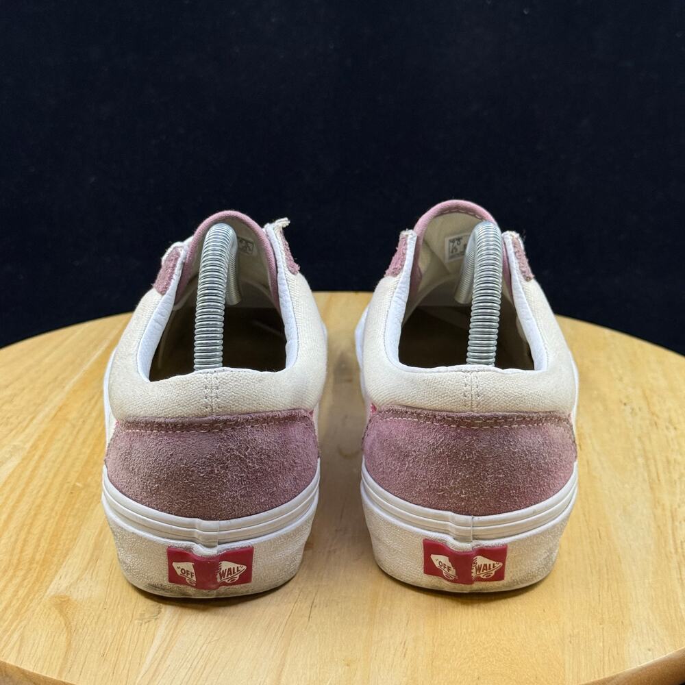 Vans Old Skool Shoes Women’s Size 8.5 White Pink Canvas Low Lace Up Skate - Picture 6 of 10